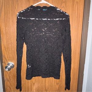 Chic Black Lace Long Sleeve Blouse